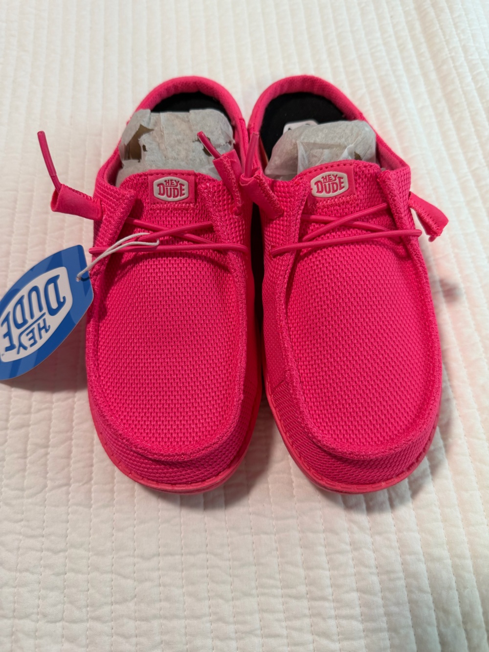 Hey Dude Women Hot Pink Knit Slip-On Mules